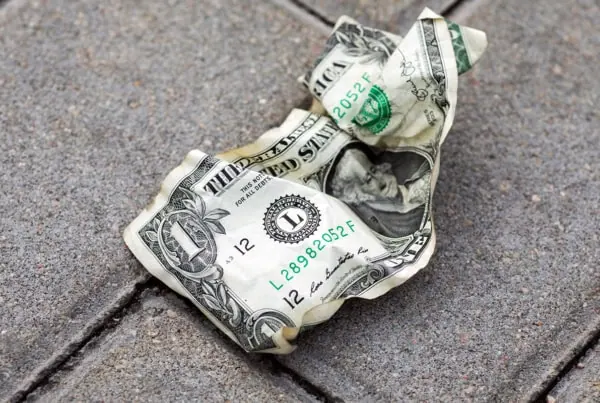 crumpled dollar bill dollar store 1200